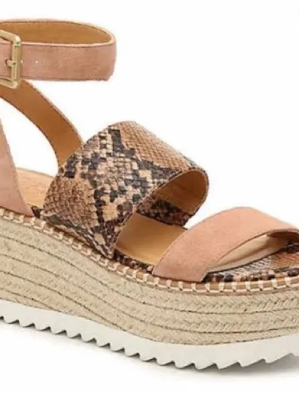Crown vintage Peach and Snake-Print Espadrille Wedges
